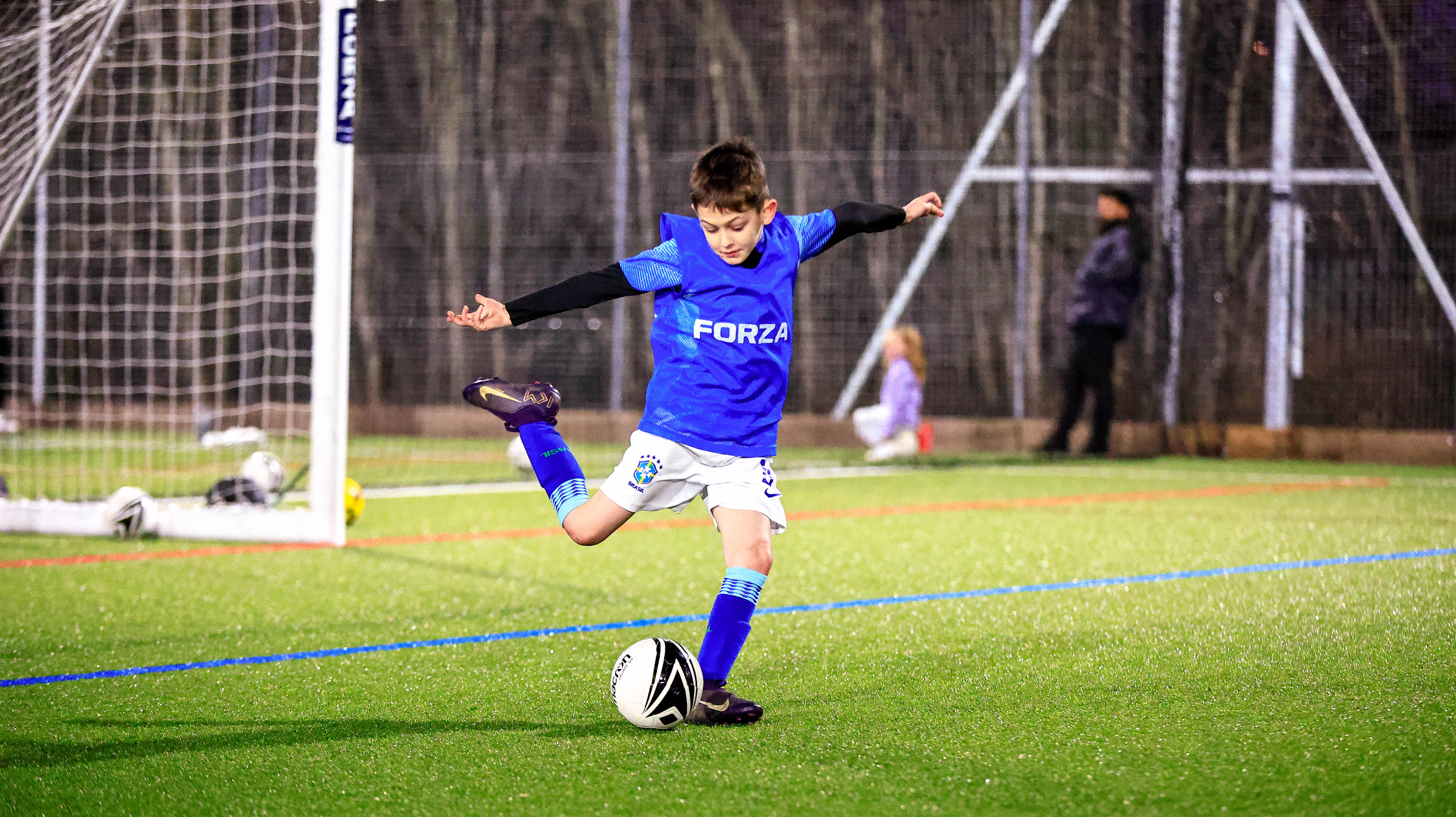 Player shooting at goal during a Fusion session